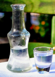 Chacha Kakhuri homemade 0.5 L at Tbilisuri Ezo Georgian restaurant in Tbilisi }}